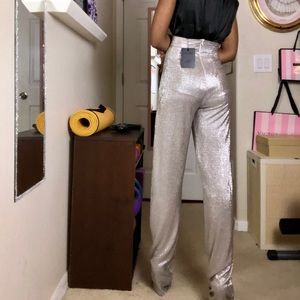 Long Sparkly Silver Pants